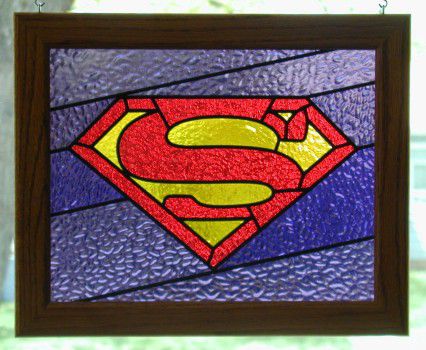 Superman logo in stained glass