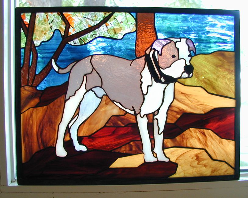 canine in stained glass