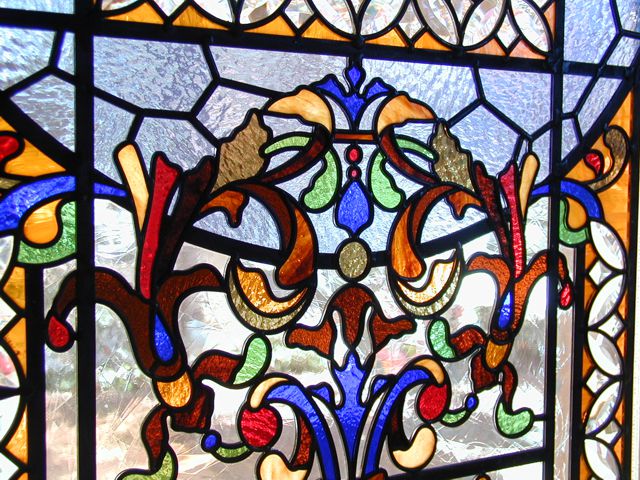 detail of intricate stained glass