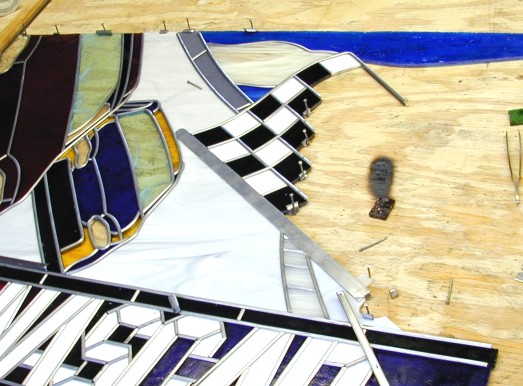 nascar stained glass,nascar art,automotive art in stained glass