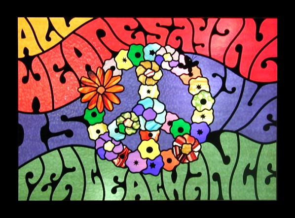 peace sign stained glass