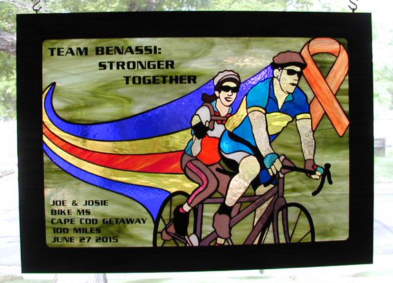 tandem bicycle stained glass