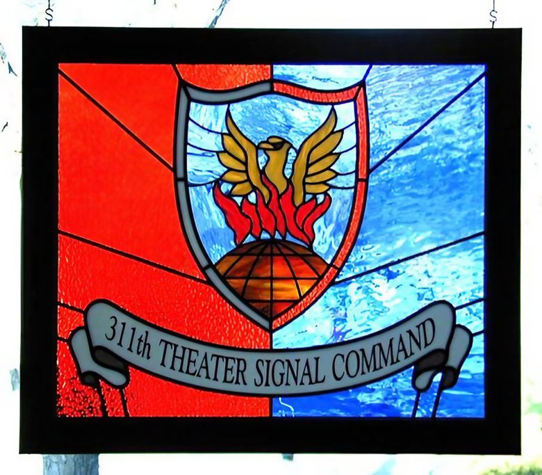 military emblem stained glass